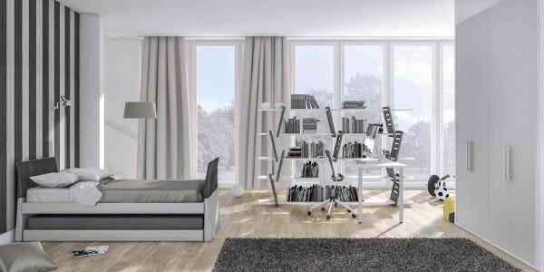 camere bambini con librerie